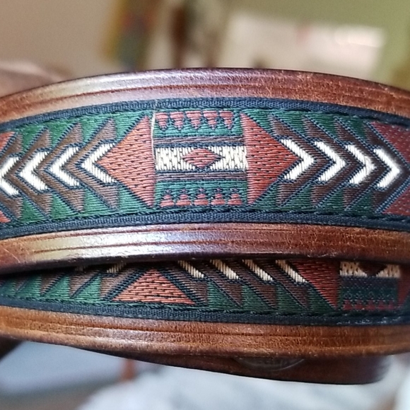 Brighton Indian Head Nickel Leather Belt 42 - Picture 4 of 7